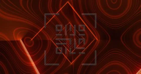 QR code scanner with neon elements against topography Illustrazione stock