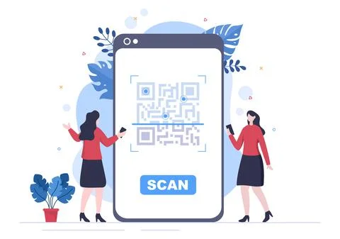 QR Code Scanner for Online Payment, Electronic Pay and Money Transfer on Smar Stock Illustration