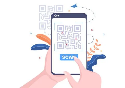 QR Code Scanner for Online Payment, Electronic Pay and Money Transfer on Smar Stock Illustration