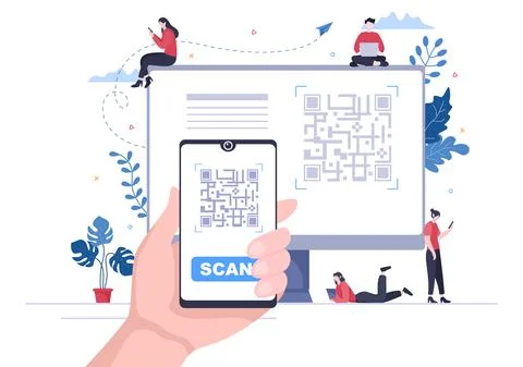QR Code Scanner for Online Payment, Electronic Pay and Money Transfer on Smar Stock-Illustration