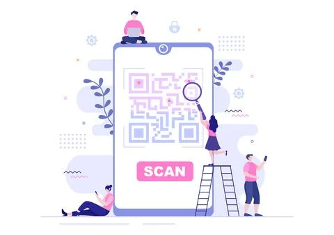 QR Code Scanner for Online Payment, Electronic Pay and Money Transfer on Smar Stock Illustration