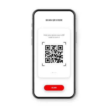 QR code scanner, reader app for smartphone. Identification tracking code. Serial Illustrazione stock