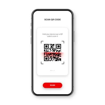 QR code scanner, reader app for smartphone. Identification tracking code. Serial Illustrazione stock