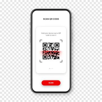 QR code scanner, reader app for smartphone. Identification tracking code. Serial Stock Illustration