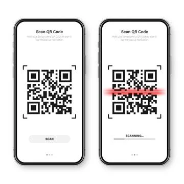 QR code scanner, reader app for smartphone. Identification tracking code. Serial Stock Illustration