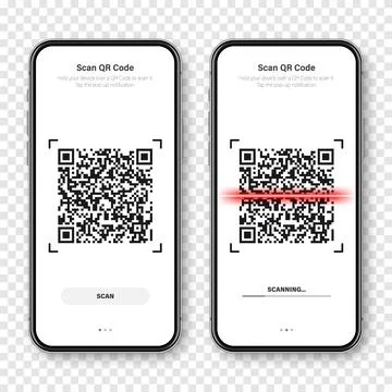 QR code scanner, reader app for smartphone. Identification tracking code. Serial Stock Illustration