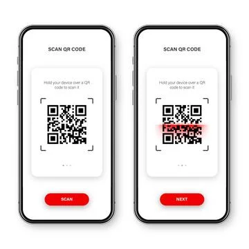 QR code scanner, reader app for smartphone. Identification tracking code. Serial Illustrazione stock