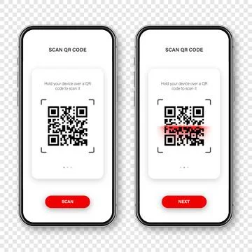 QR code scanner, reader app for smartphone. Identification tracking code. Serial Stock Illustration