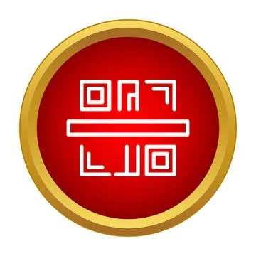 Qr code scanner red circle button icon イラスト素材