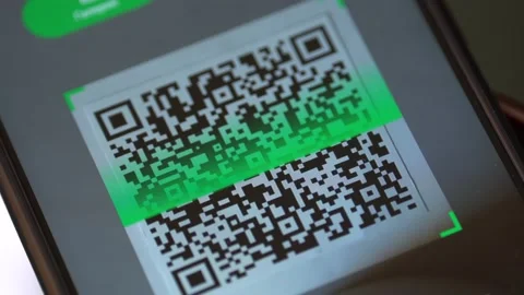 QR Code Scanner on the Smartphone close up. QR Code Reader App. QR code payment Stock Footage 152235756
