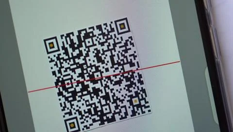 QR Code Scanner on the Smartphone close up Foto stock