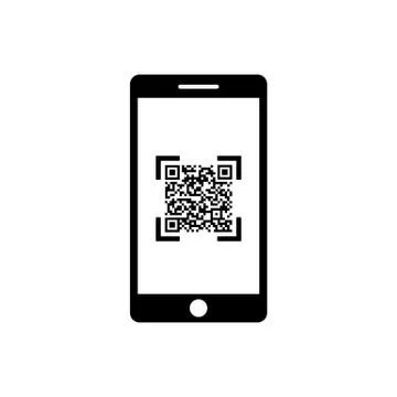 QR code, scanner with smartphone icon for web or appstore design black symbol Stock-Illustration