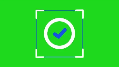 QR code scanner success verification icon with blue checkmark on green scre.. イラスト素材
