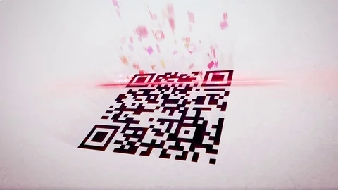 QR code scanner uses lazer and analyses info Video stock 79783145