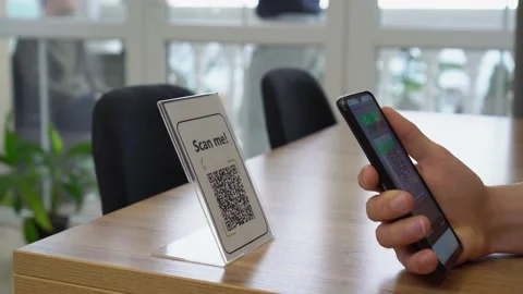 QR Code Scanning and reader app with smartphone. Using QR code for payment Stock Footage 155851558
