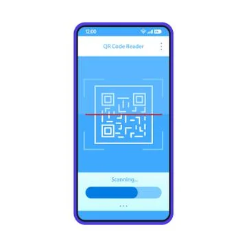 QR code scanning app interface vector template Illustrazione stock