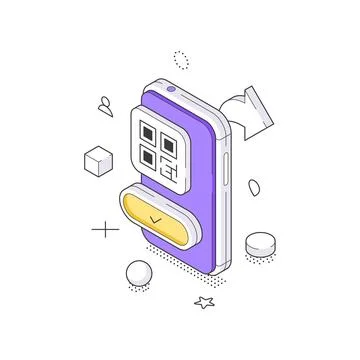 QR Code Scanning For Digital Payment Method Isometric Vector Illustration Stock Illustration