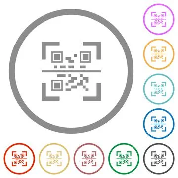 QR code scanning flat icons with outlines 스톡 일러스트