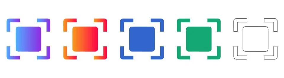 QR Code Scanning Focus Frame Icons 库存插图