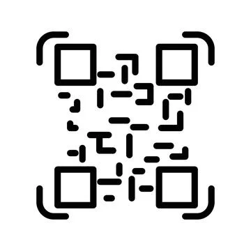 QR code scanning icon linear logo mark in black and white Stock Illustration