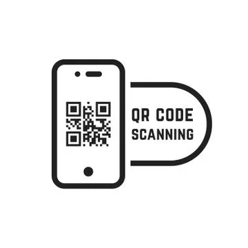 Qr code scanning like linear black phone Stock Illustration