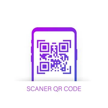 Qr code scanning like linear black phone. concept of pixel art square, produc Stock Illustration