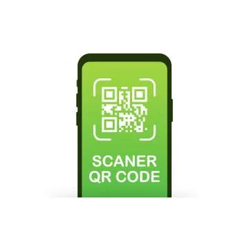 Qr code scanning like linear black phone. concept of pixel art square, produc イラスト素材