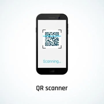 QR code scanning with a mobile phone. Illustrazione stock
