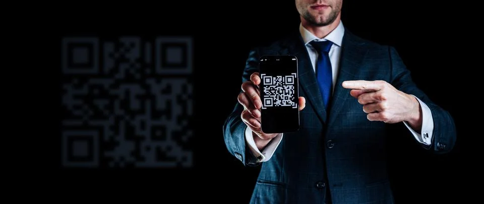 Qr code scanning. Mobile smartphone screen for payment, online pay, scan barc Stock-Fotos