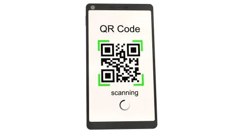 QR Code scanning with modern touchscreen smartphone - isolated on white 스톡 일러스트