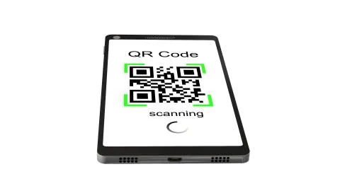 QR Code scanning with modern touchscreen smartphone - isolated on white イラスト素材