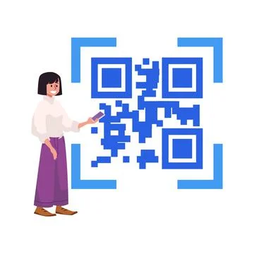QR code scanning online payments technology, flat vector illustration isolated. Illustrazione stock