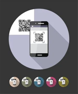 QR-code scanning phone. Vector flat style illustration. Illustrazione stock