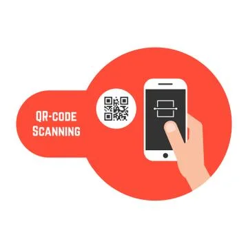 Qr code scanning in red bubble イラスト素材
