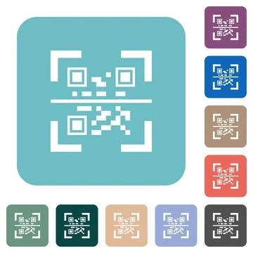 QR code scanning rounded square flat icons Stock Illustration