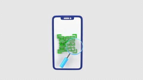 QR Code Scanning on Smartphone with Magnifying Glass - Payment Verification.. 스톡 동영상 313467127