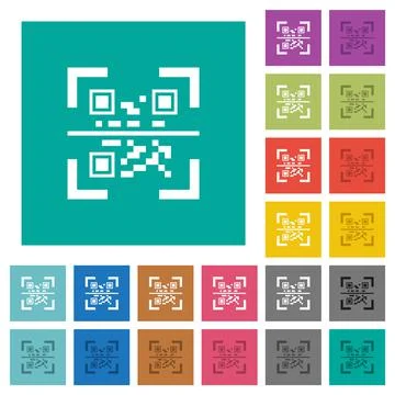 QR code scanning square flat multi colored icons Stock Illustration