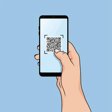 QR code scanning vector illustration concept, people use smartphone and scan  Illustrazione stock