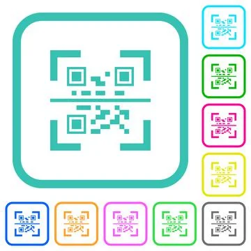 QR code scanning vivid colored flat icons Stock Illustration