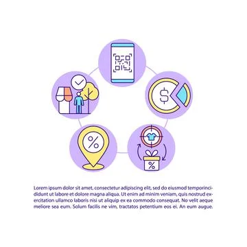 QR code scans and reward for visiting stores concept line icons with text Illustrazione stock