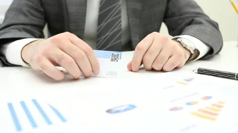 QR code screening from business card Stock Footage 22008524