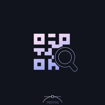 Qr code search icon with gradient 스톡 일러스트