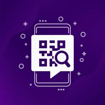Qr code search icon with a smart phone Illustrazione stock