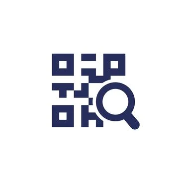 Qr code search icon on white Stock Illustration