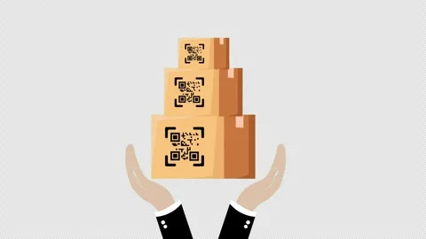 QR Code Shipping Boxes Protected by Hands Logistics Security Animation Stock-Footage 339761834