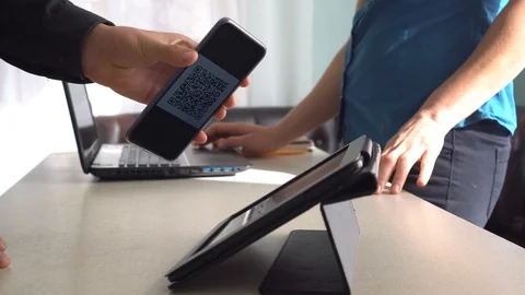 QR code Shipping Label For Delivery on the client's smartphone screen Stock Footage 123278038