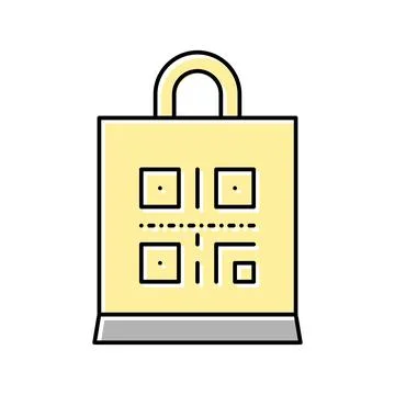 Qr code on shop bag color icon vector isolated illustration Illustrazione stock