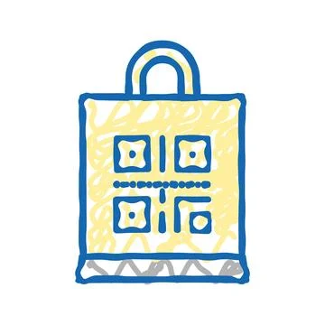 Qr code on shop bag color icon vector isolated illustration Stock Illustration