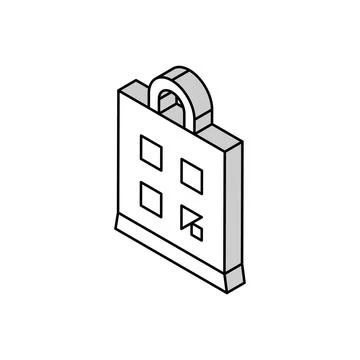 Qr code on shop bag isometric icon vector illustration Stock Illustration