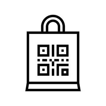 Qr code on shop bag line icon vector illustration Stockillustratie